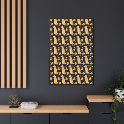 Golden Paws Floral Frenchie Matte Canvas, Framed