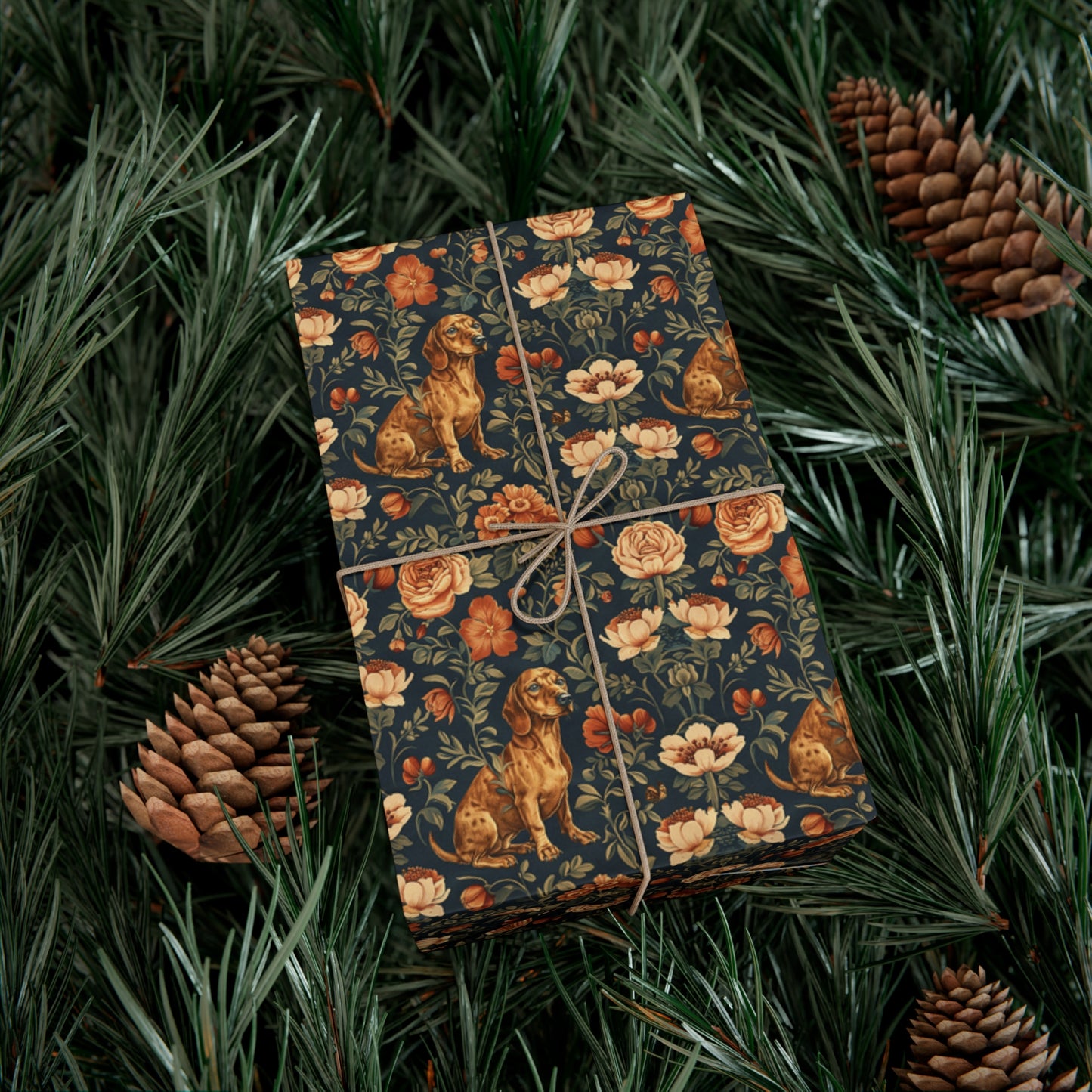 Dazzling Dachsund Blossoms & Foliage Gift Wrap Papers