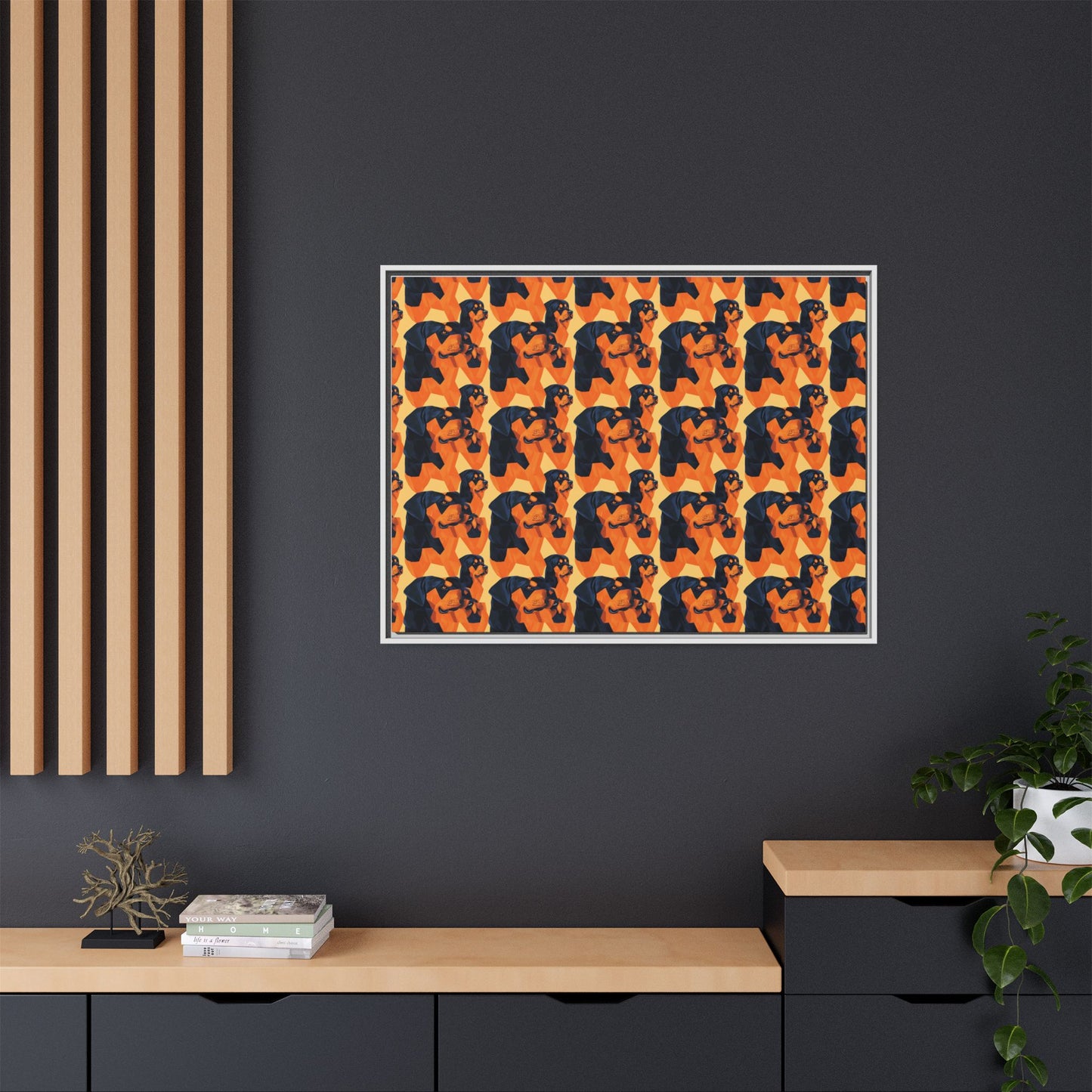 Rottweiler Chic Pawsitivity Matte Canvas, Framed