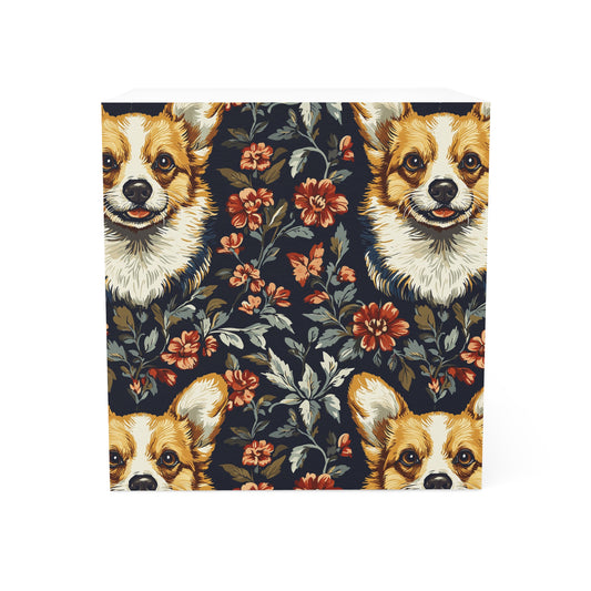 Floofy Corgi Blossom Blast Note Cube