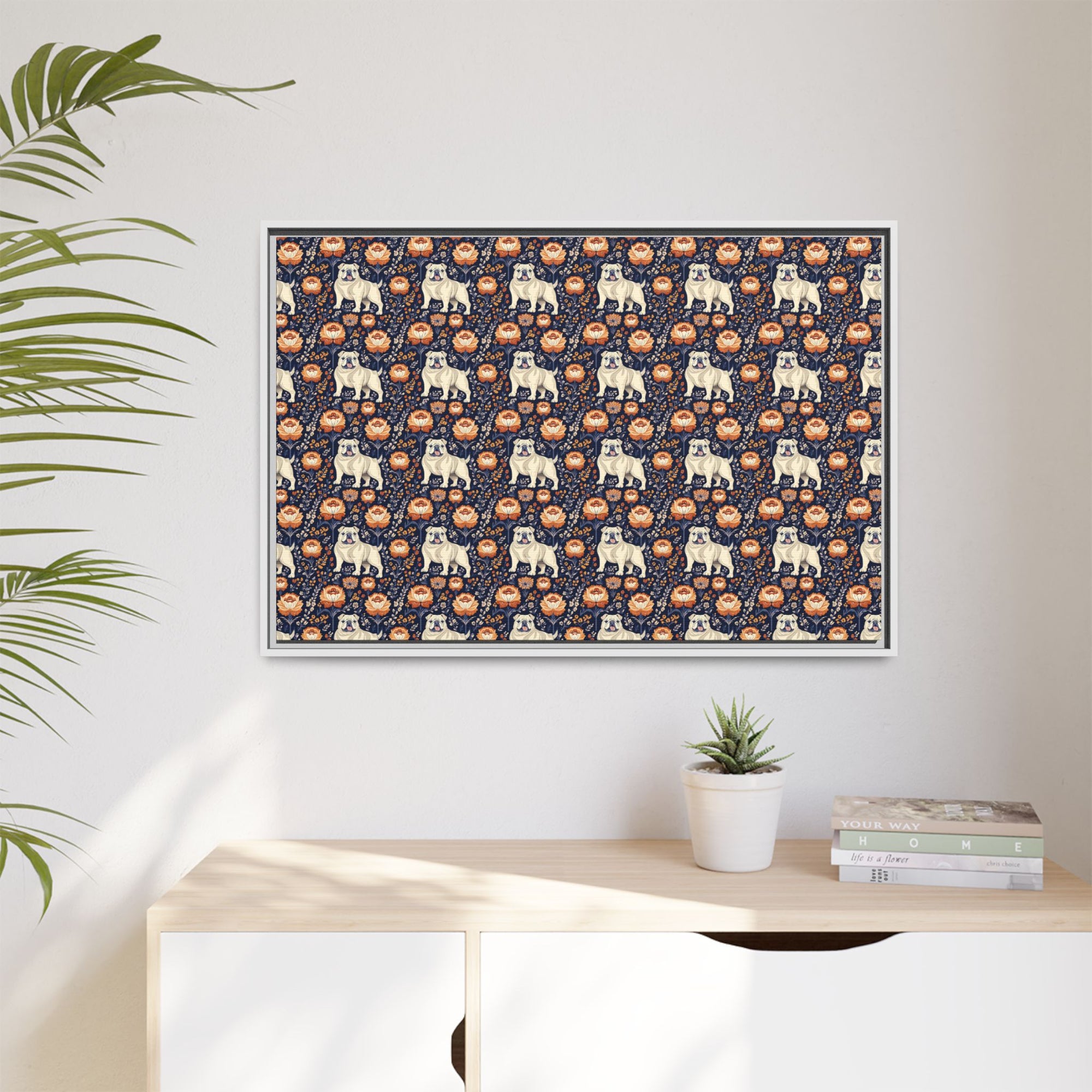 Bulldog Blossom Bonanza Matte Canvas, Framed