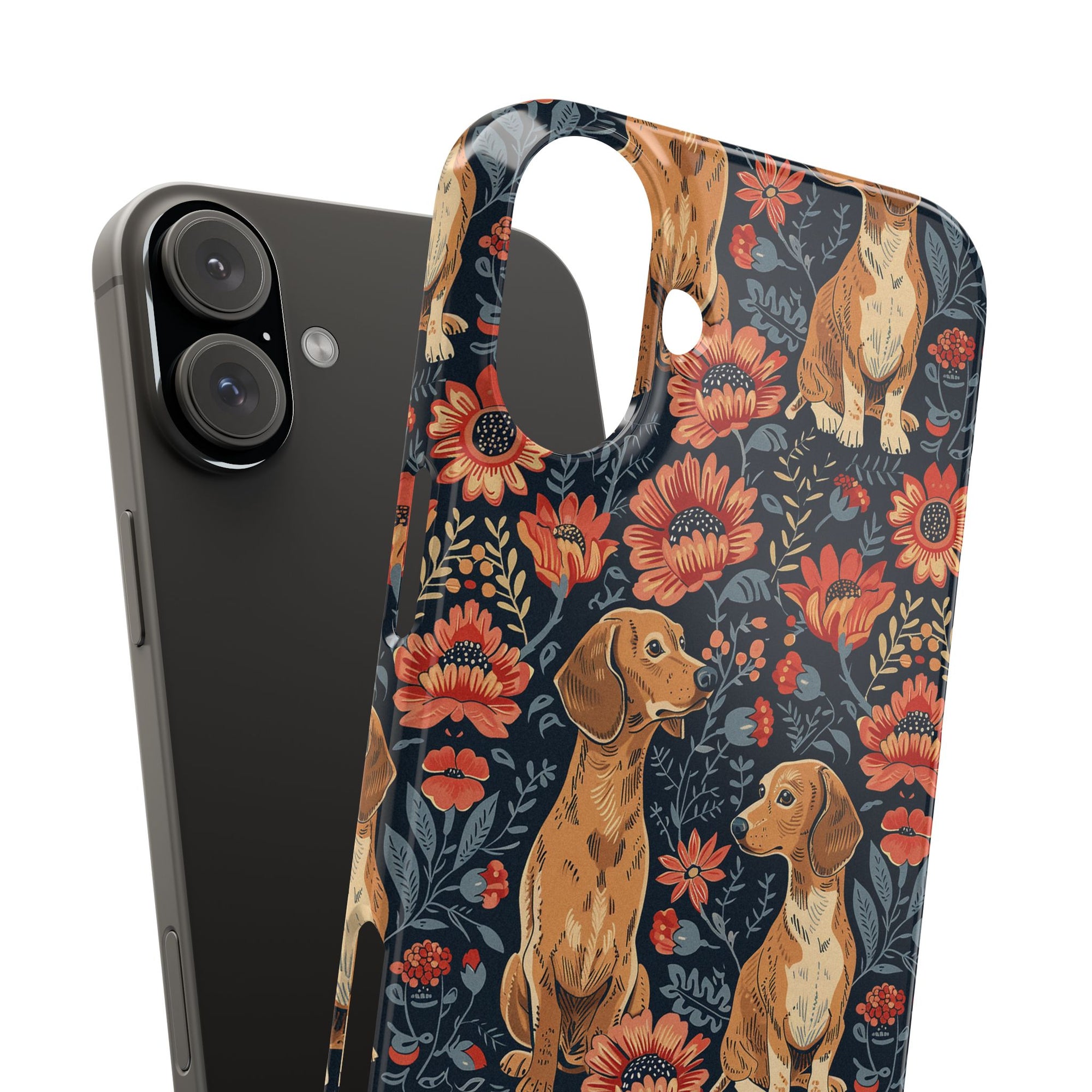 Floral Pawsome Dachsund Delight Slim Phone Cases