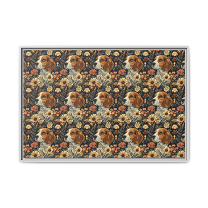 Beagle Blossoms Matte Canvas, Framed