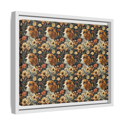 Beagle Blossoms Matte Canvas, Framed