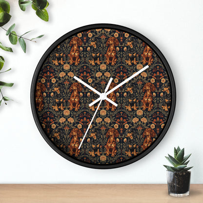 Dapper Dachshund Embroidery Elegance Wall Clock