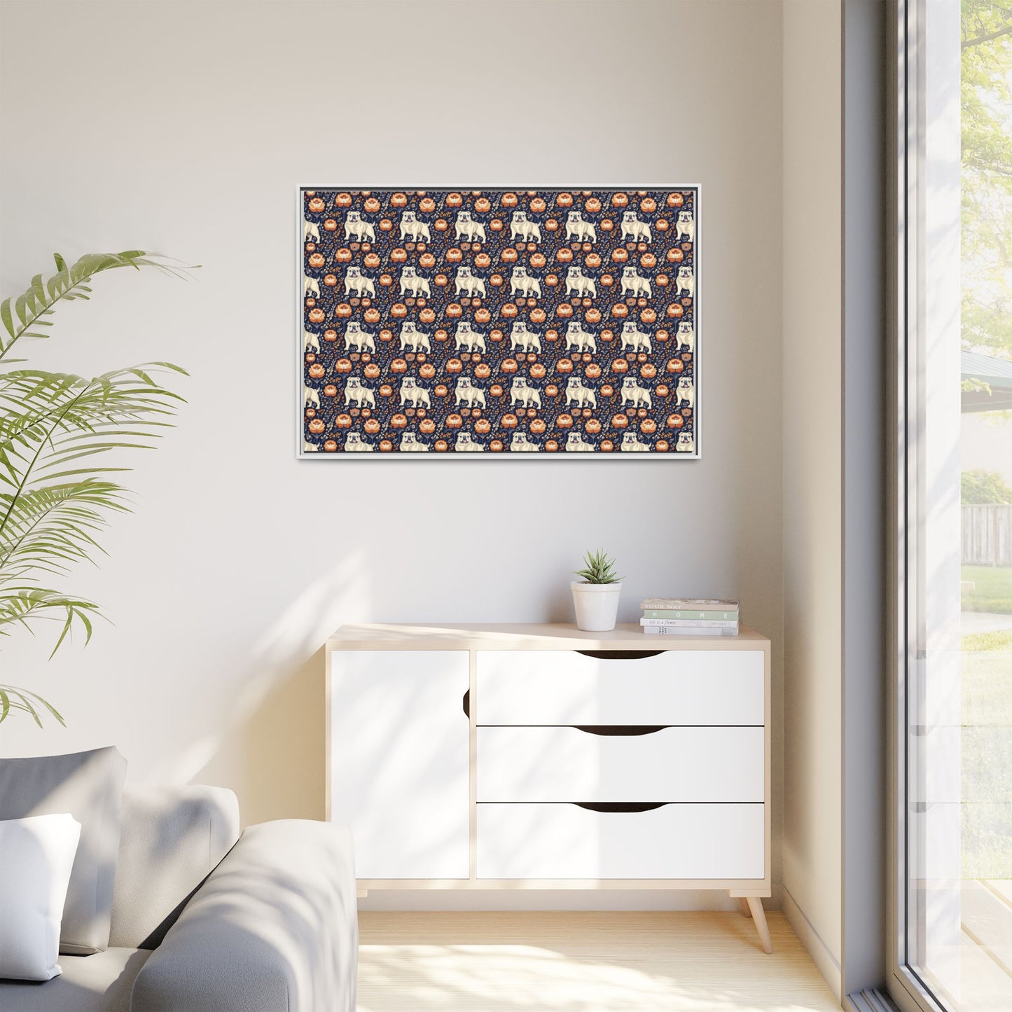 Bulldog Blossom Bonanza Matte Canvas, Framed