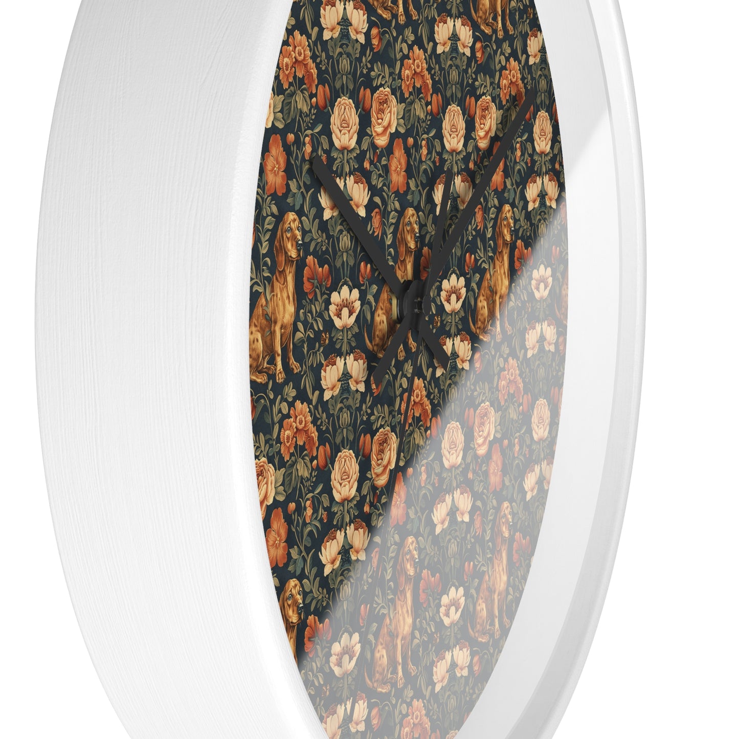 Dazzling Dachsund Blossoms & Foliage Wall Clock