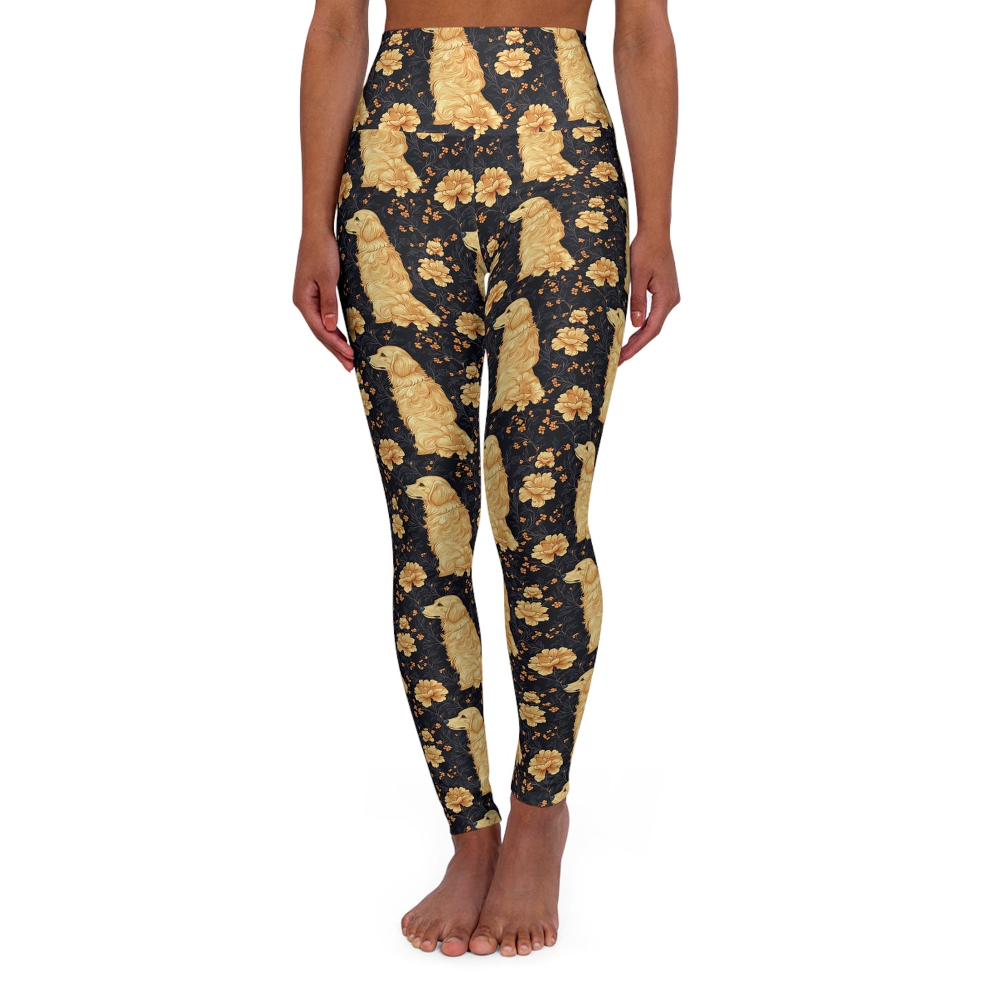 Golden Paws Floral Frenchie High Waisted Yoga Leggings