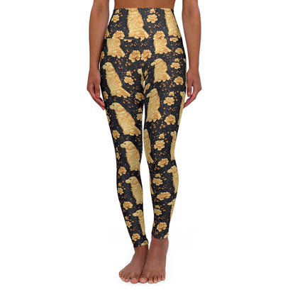 Golden Paws Floral Frenchie High Waisted Yoga Leggings