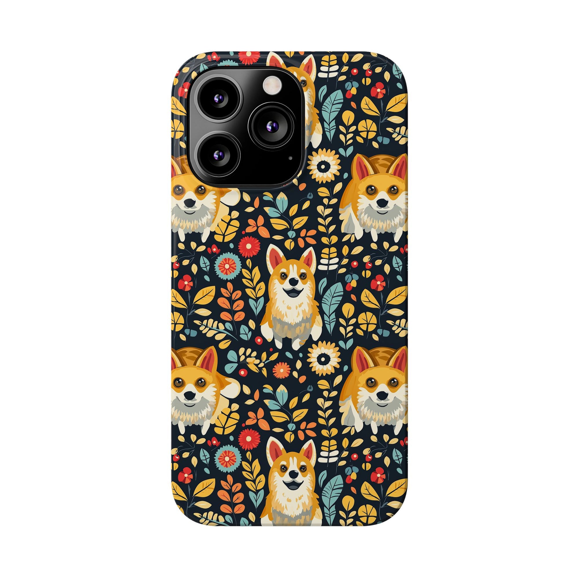 Corgi Rainbow Vine Dream Slim Phone Cases