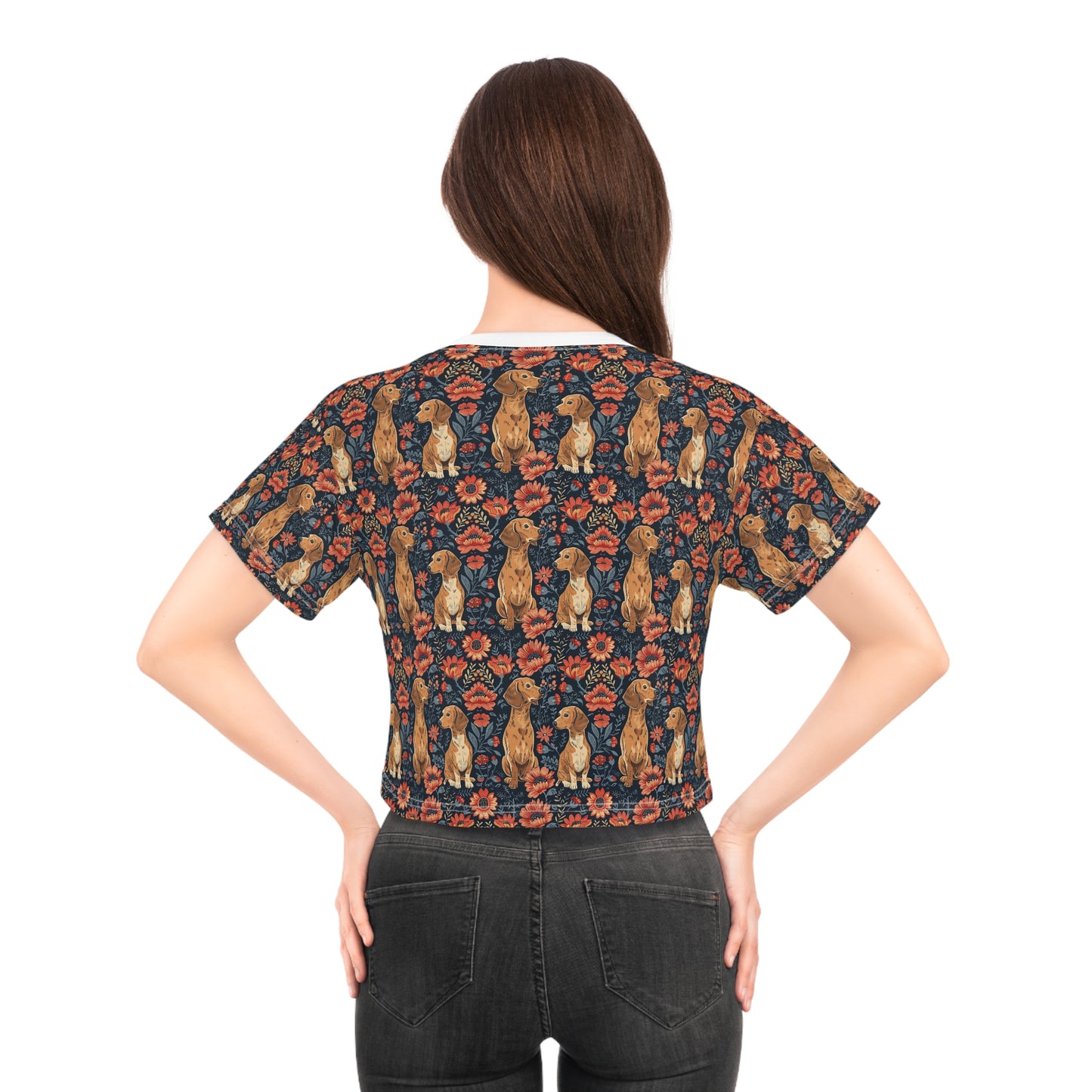 Floral Pawsome Dachsund Delight Crop Tee