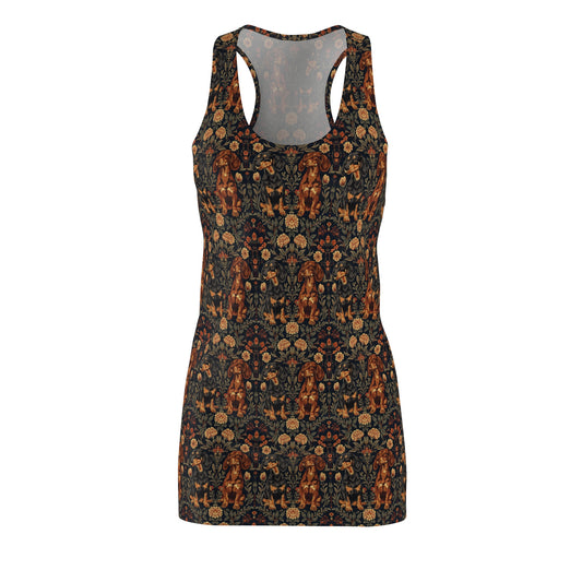 Dapper Dachshund Embroidery Elegance Women's Racerback Dress