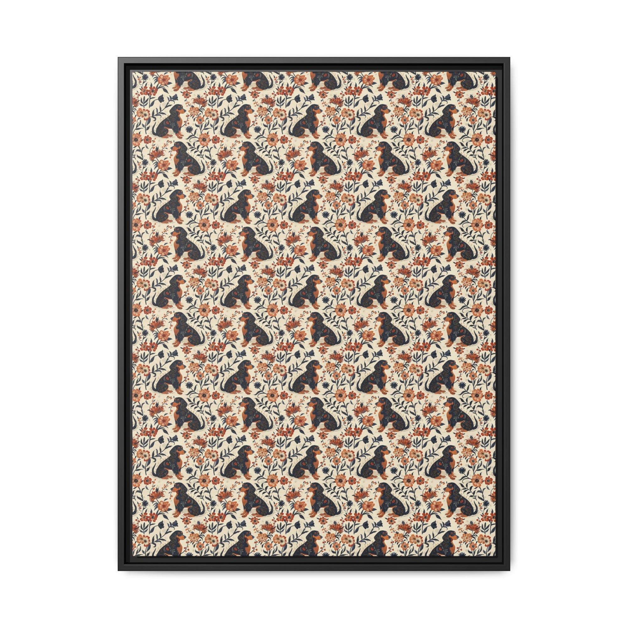 Blossoming Dachshunds Delight Matte Canvas, Framed