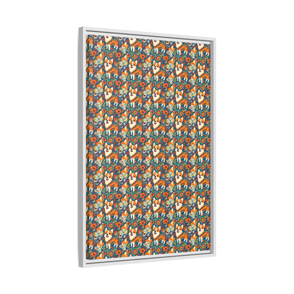 Corgi Carnival Couture Matte Canvas, Framed