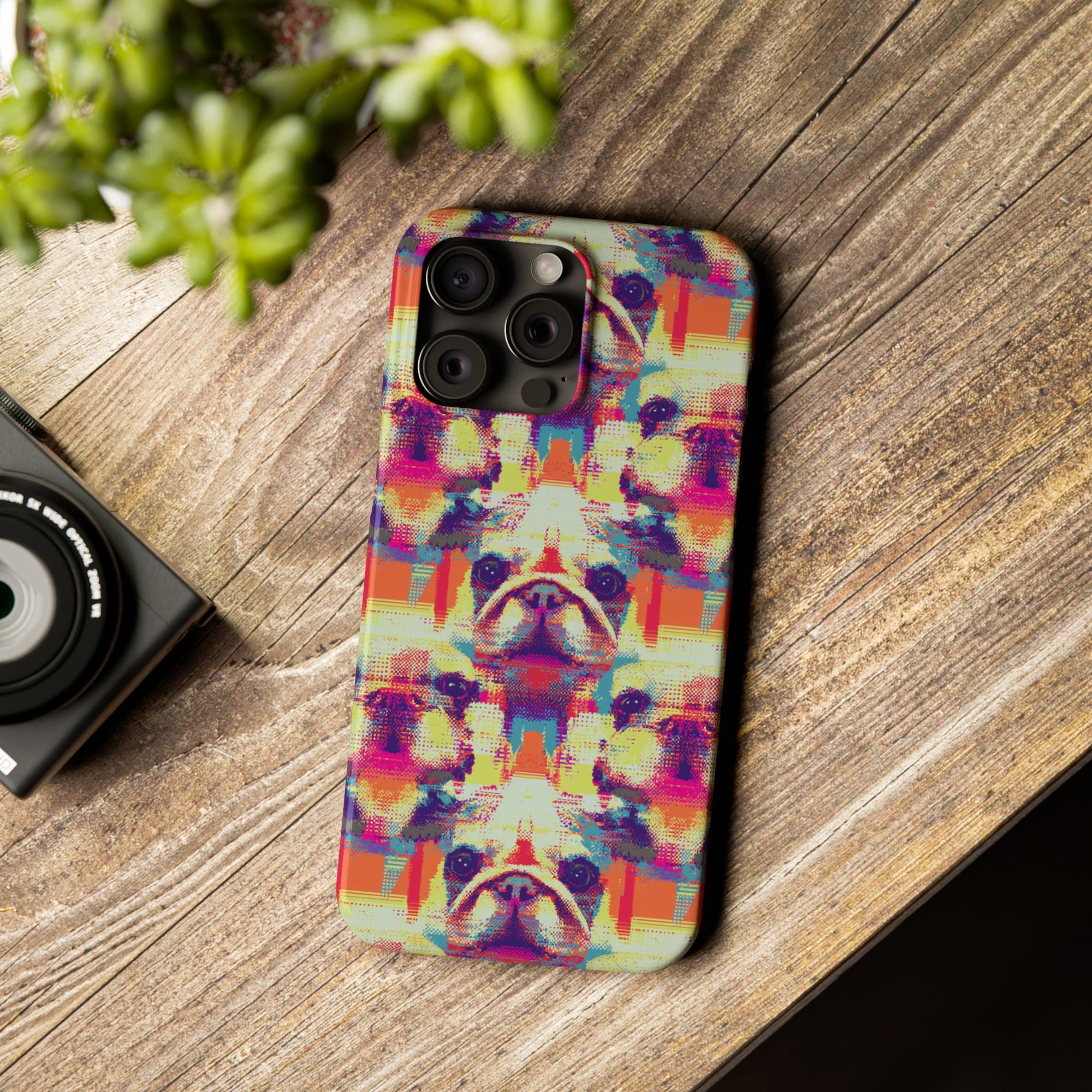 Glitchy Bulldog Blitz Slim Phone Cases