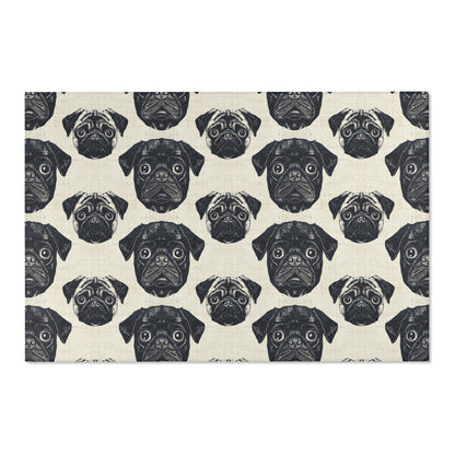 Pug Pizzazz - Modern Geometric Pug Pattern Area Rug