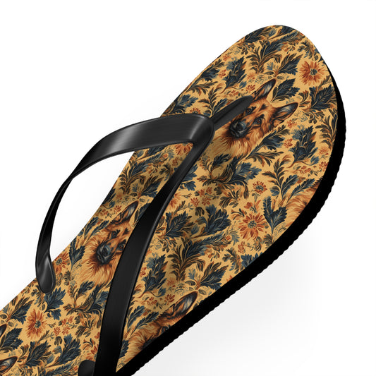 Autumnal German Shepherd Glamour Flip Flops