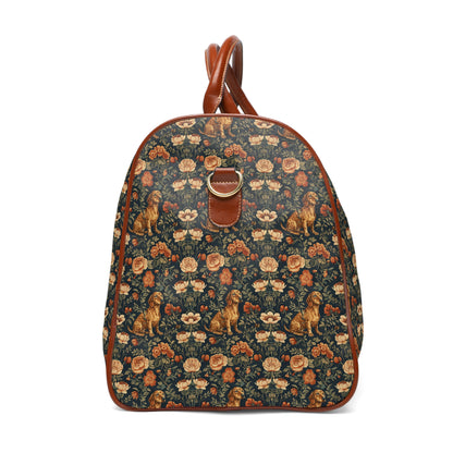 Dazzling Dachsund Blossoms & Foliage Waterproof Travel Bag