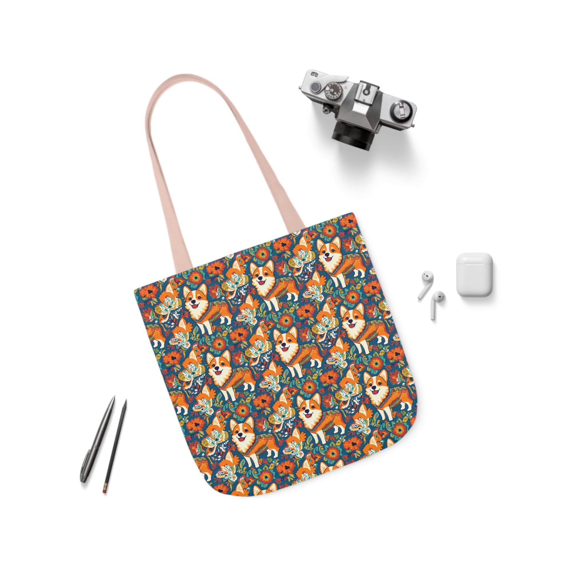 Corgi Carnival Couture Canvas Tote Bag