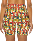 Corgi Chic Popart Pup High Waisted Yoga Shorts