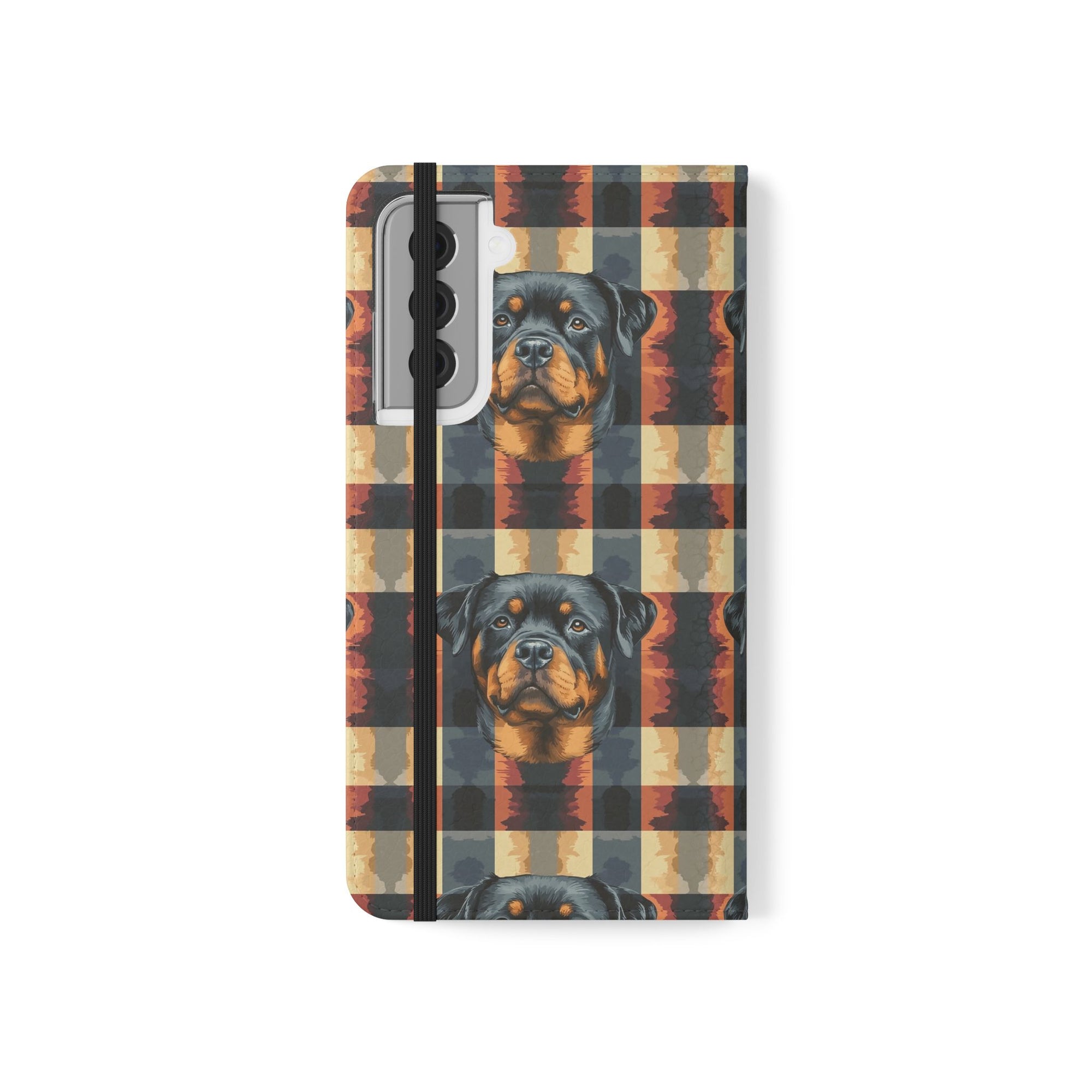 Pawsome Rottweiler Royalty Plaid Flip Cases