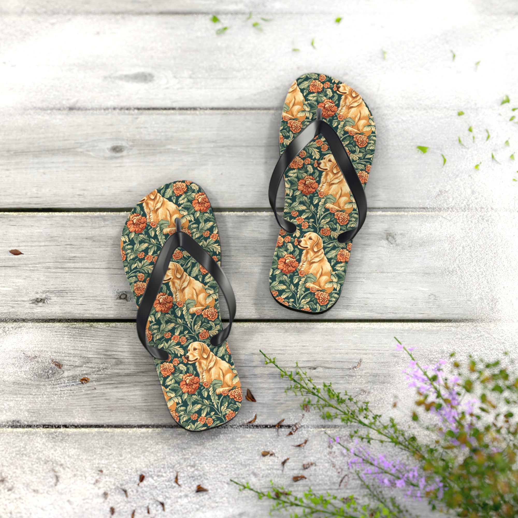 Blooming Goldie Glam Flip Flops