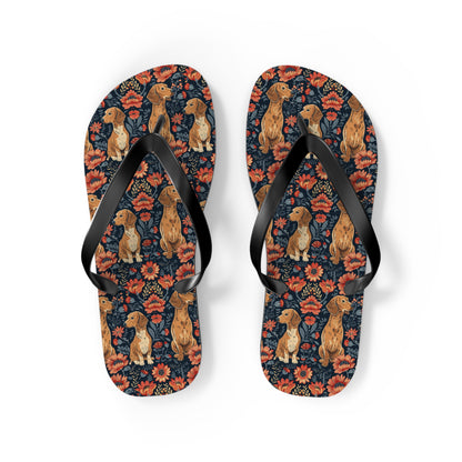 Floral Pawsome Dachsund Delight Flip Flops