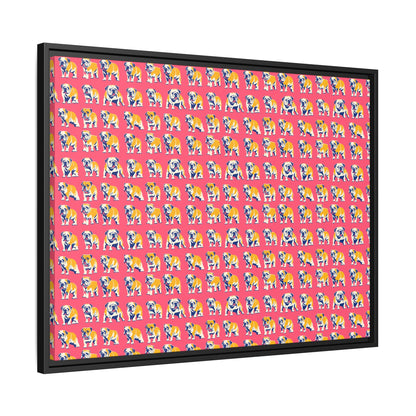 Bubblegum Glamour Bulldog Bouquet Matte Canvas, Framed