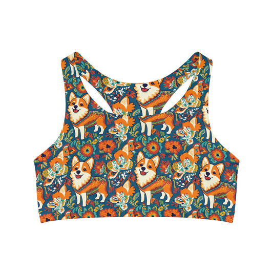 Corgi Carnival Couture Seamless Sports Bra