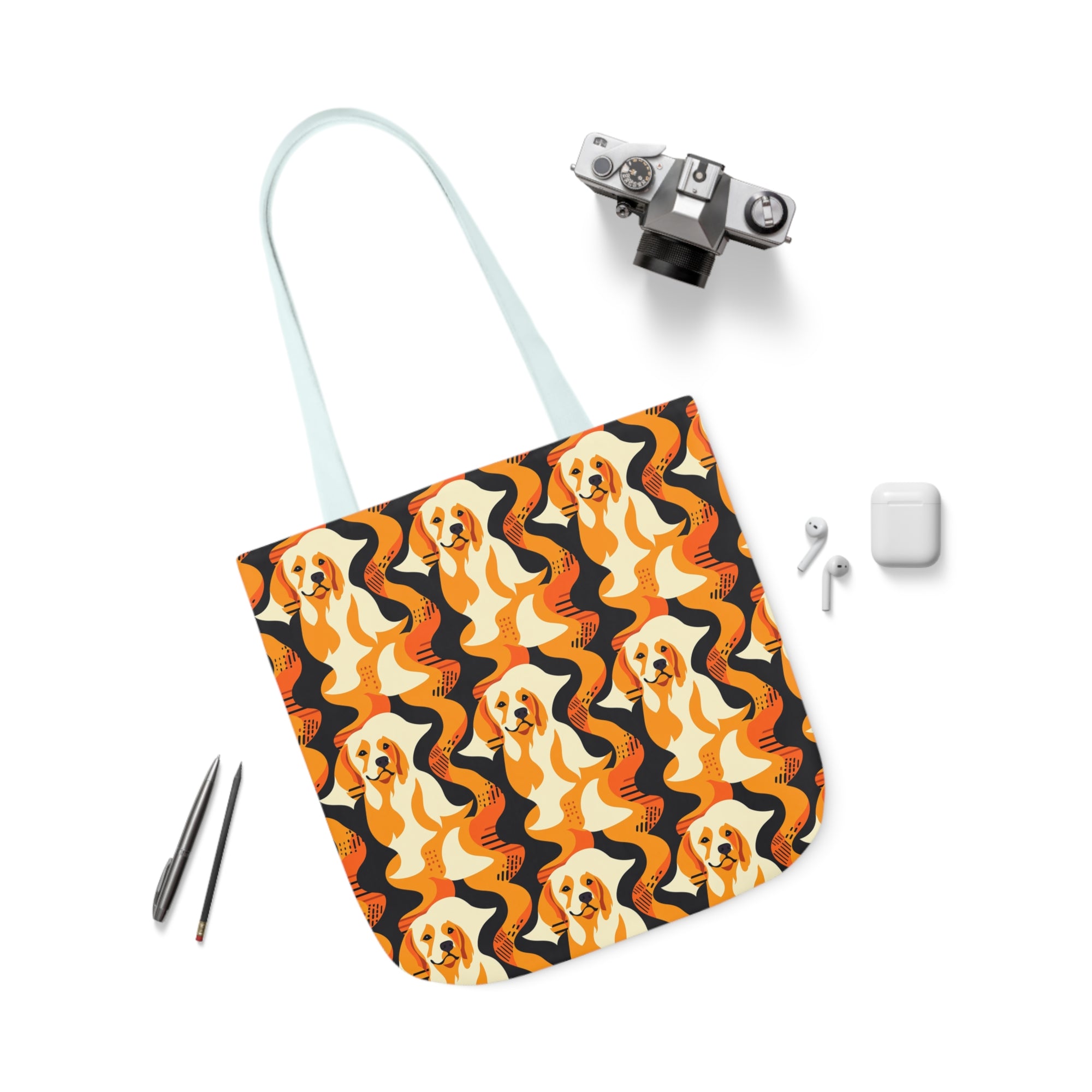 Golden Woof Abstract Glamour Canvas Tote Bag