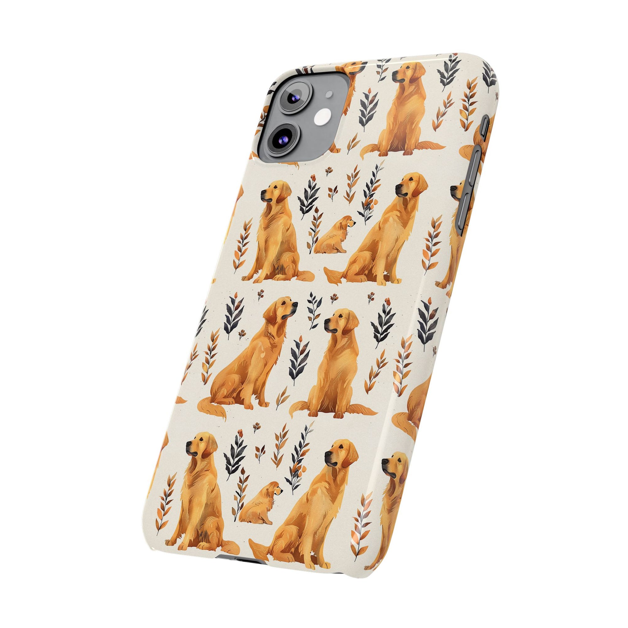 Golden Glamour Paws - Luxe Licks for Regal Retrievers Slim Phone Cases