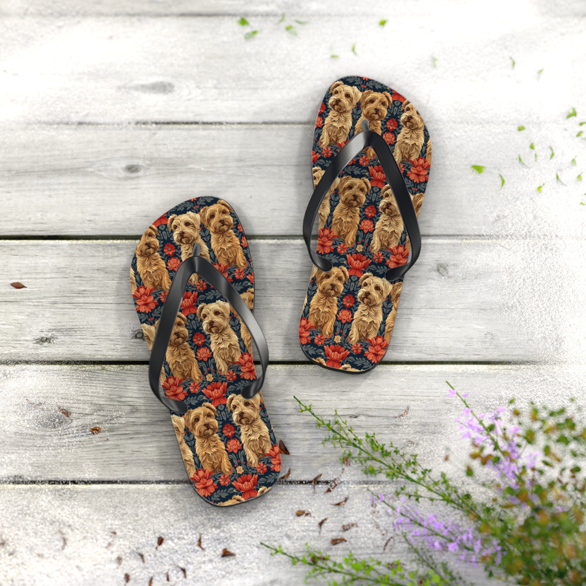 Yorkie Charm Twins Flip Flops