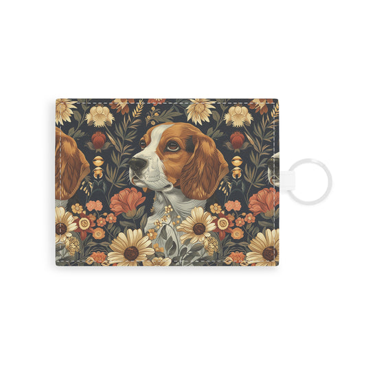 Beagle Blossoms Leather Card Holder