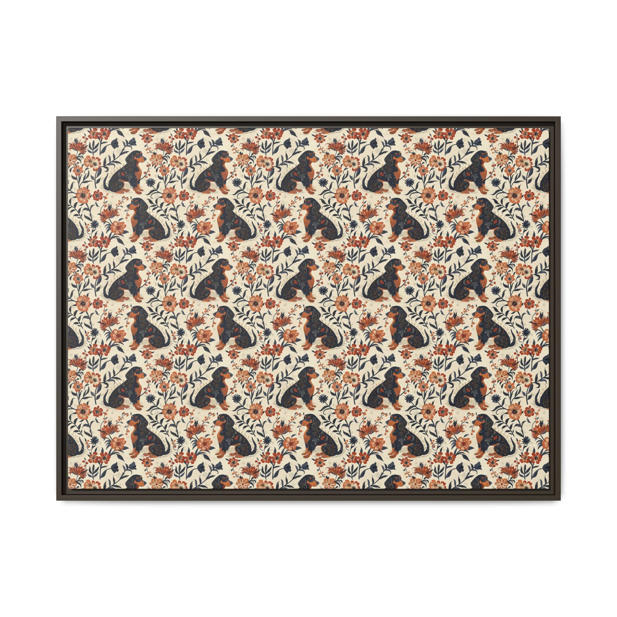 Blossoming Dachshunds Delight Matte Canvas, Framed