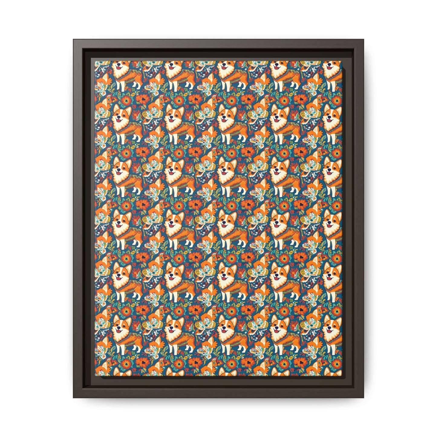 Corgi Carnival Couture Matte Canvas, Framed