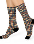 Pawsome Rottweiler Royalty Plaid Cushioned Crew Socks