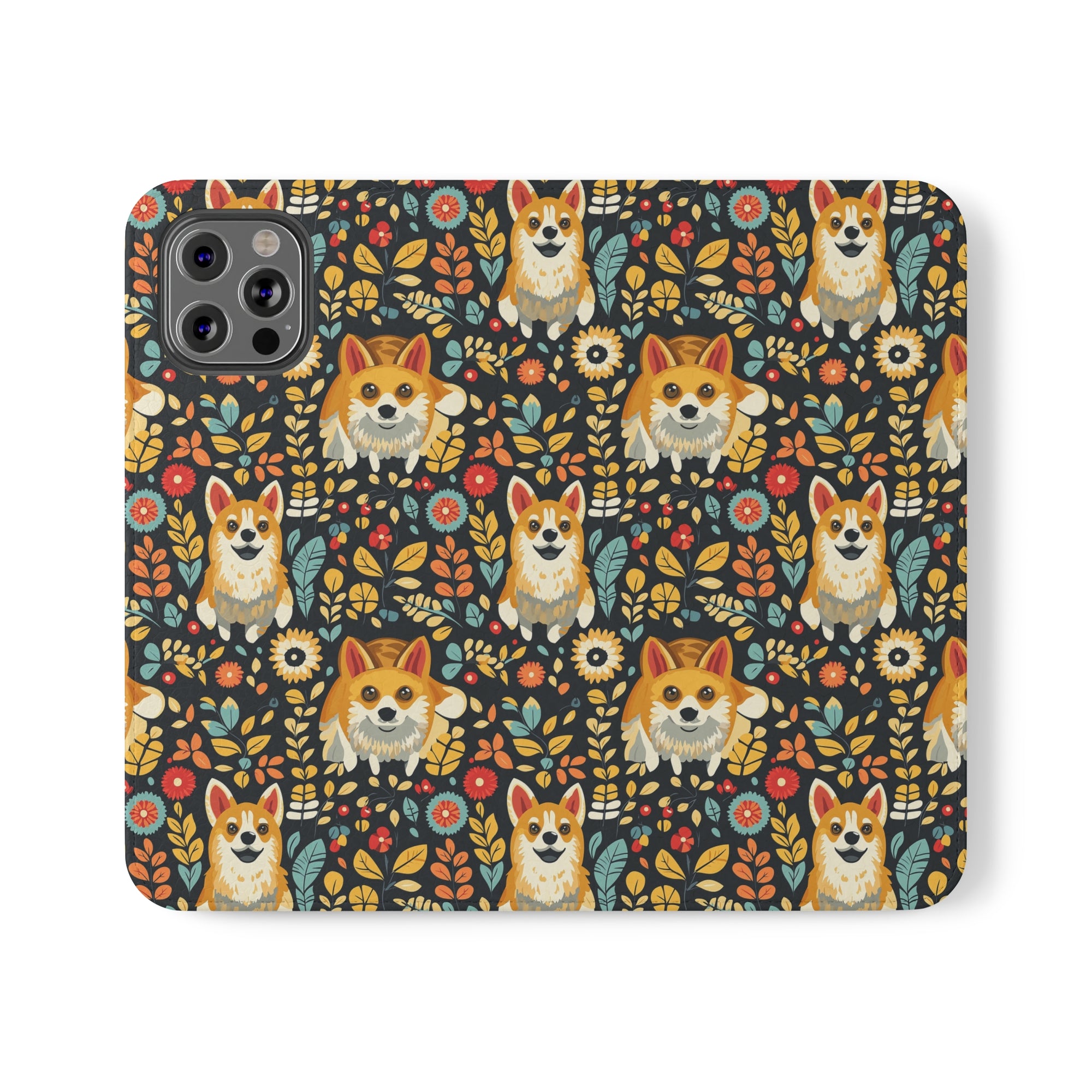 Corgi Rainbow Vine Dream Flip Cases