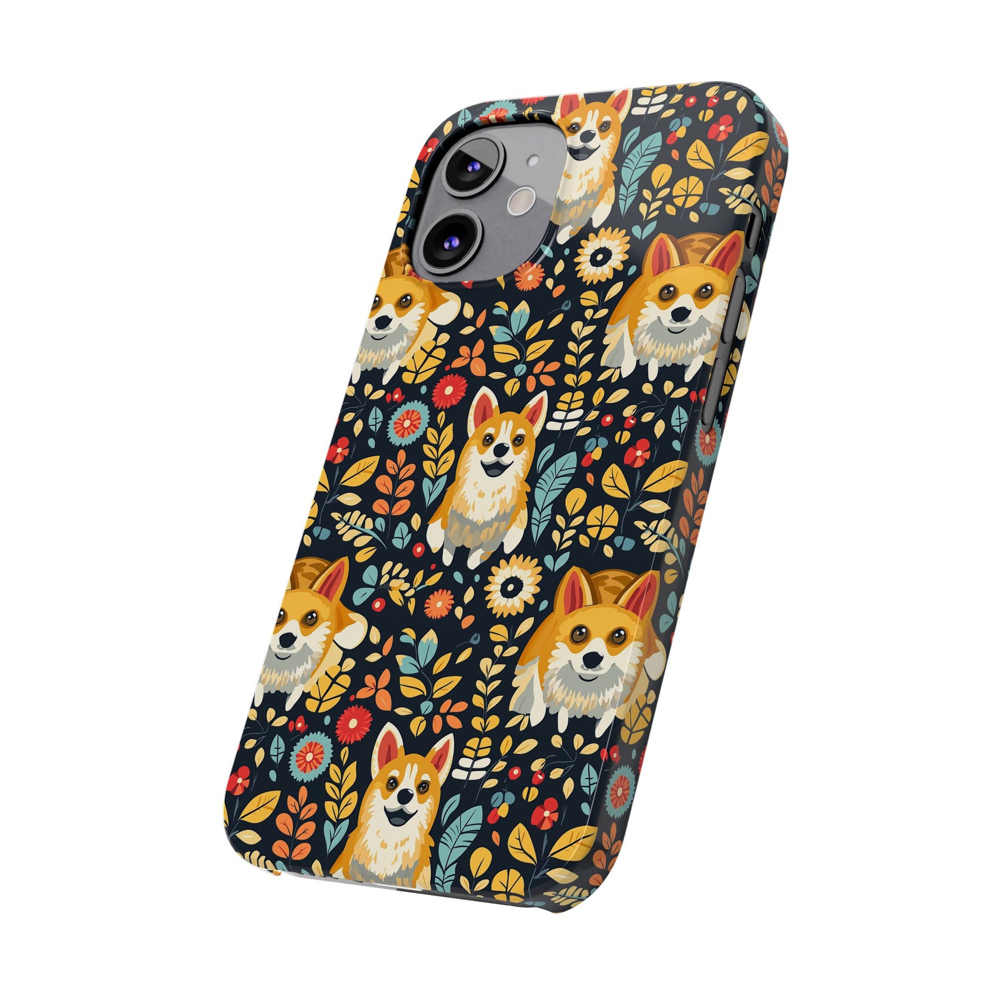 Corgi Rainbow Vine Dream Slim Phone Cases