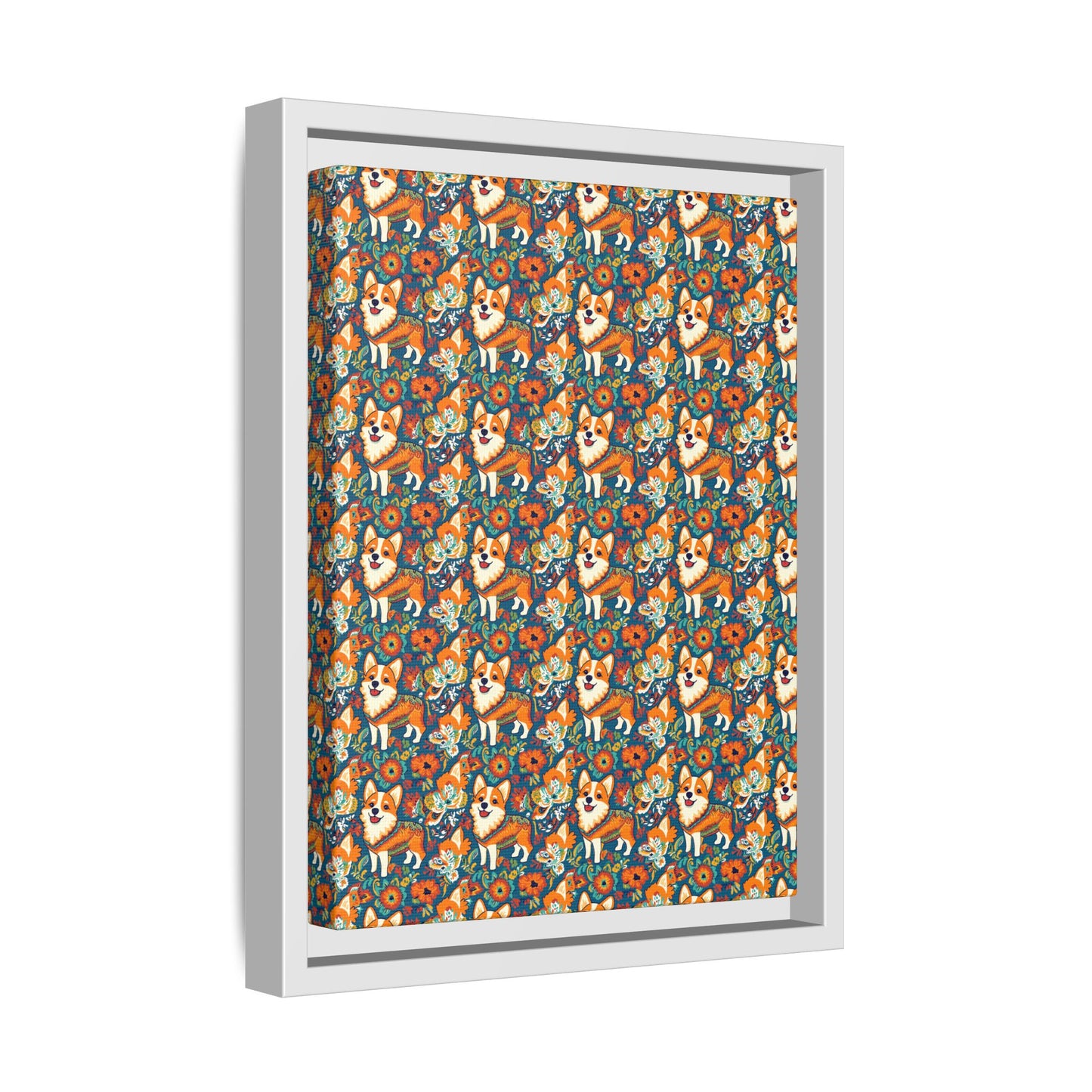 Corgi Carnival Couture Matte Canvas, Framed