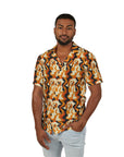 Golden Woof Abstract Glamour Men's Hawaiian Camp Shirt