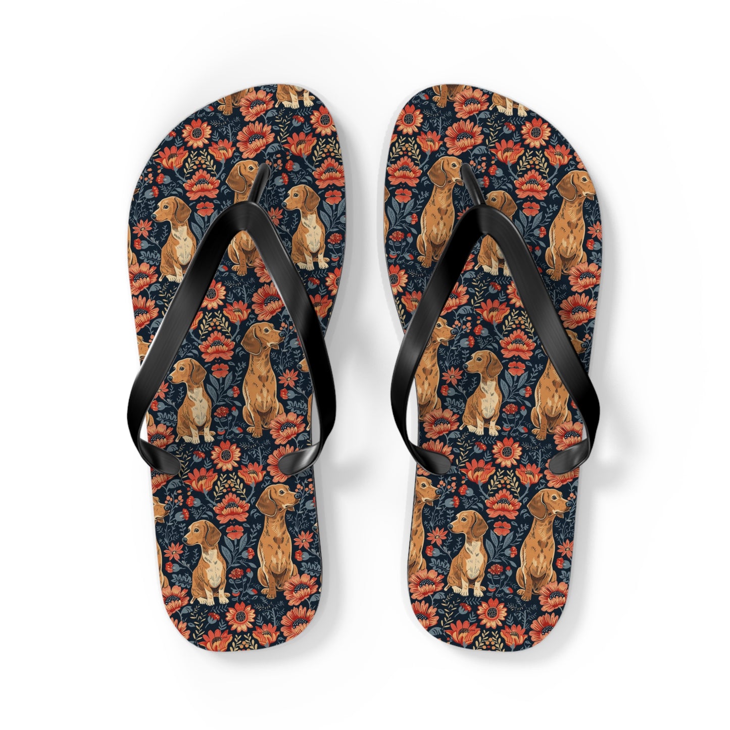 Floral Pawsome Dachsund Delight Flip Flops