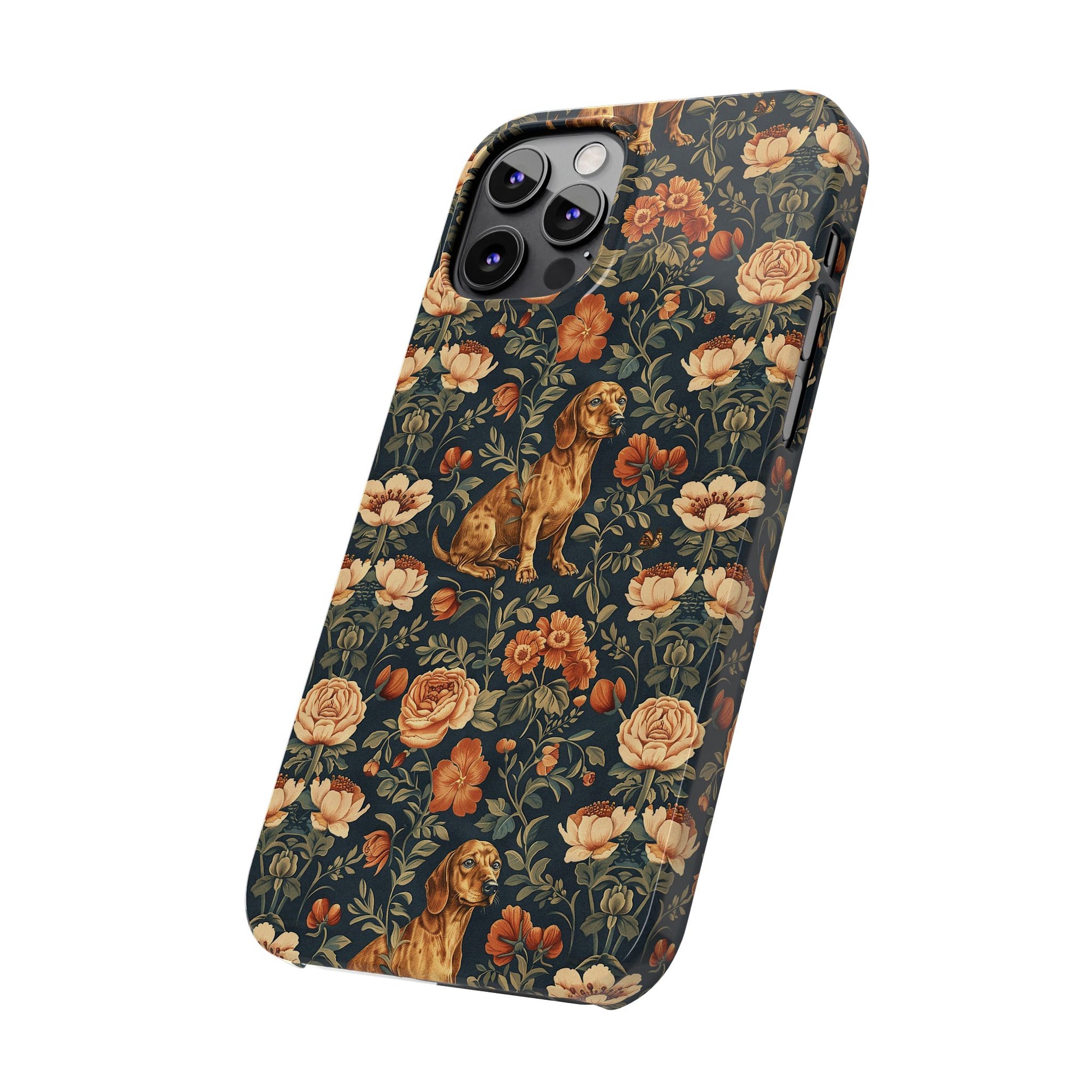 Dazzling Dachsund Blossoms &amp; Foliage Slim Phone Cases