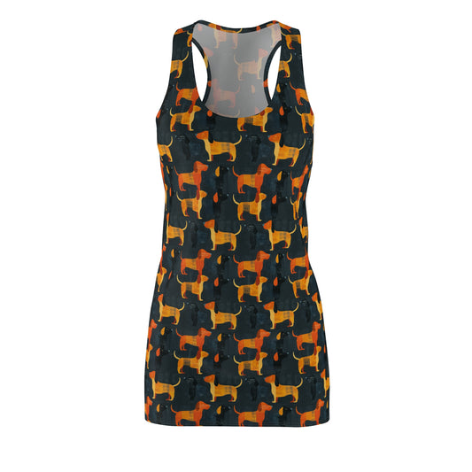 Dapper Dachshund Noir Glow Women's Racerback Dress