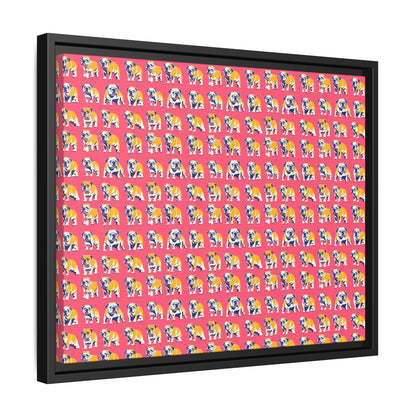 Bubblegum Glamour Bulldog Bouquet Matte Canvas, Framed