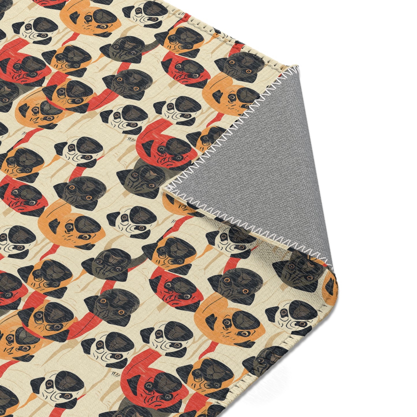 Whimsical Pug Geometry - Playful Pug Pattern Area Rug