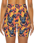 Impressionistic German Shepherds High Waisted Yoga Shorts