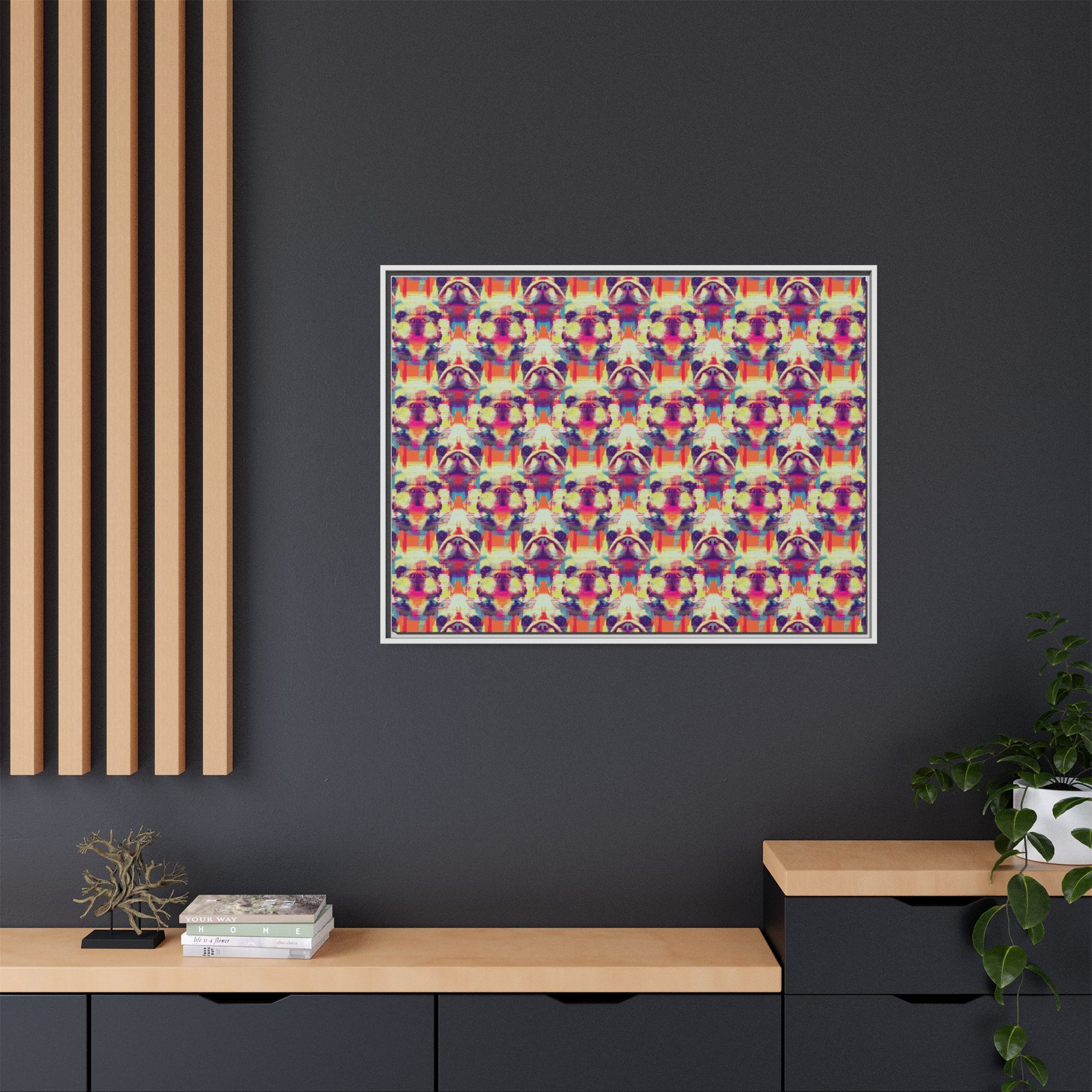 Glitchy Bulldog Blitz Matte Canvas, Framed