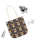 Floofy Corgi Blossom Blast Canvas Tote Bag