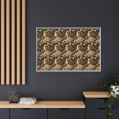 Beagle Blossoms Matte Canvas, Framed