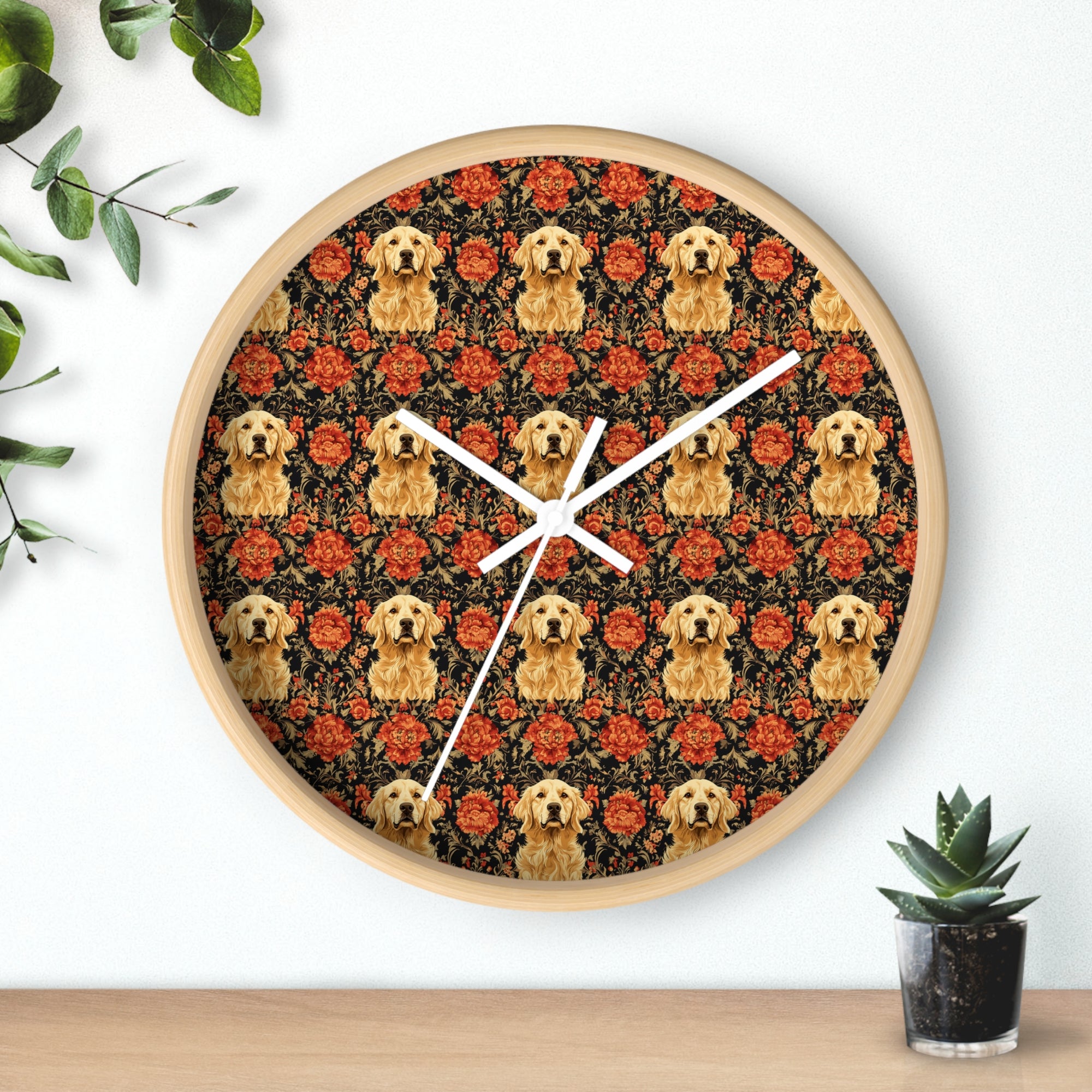 Golden Pawsatronic Tapestry Wall Clock